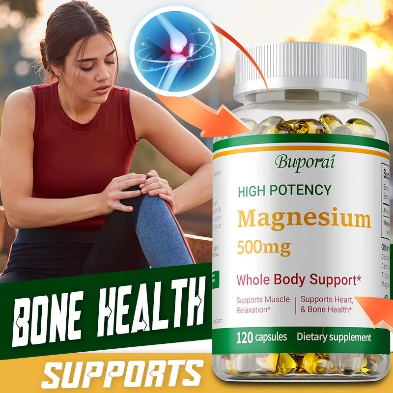 High Absorption Magnesium Capsules for Bone, Muscle & Heart Health,Support Muscle Relaxation,Stress & Anxiety Relief