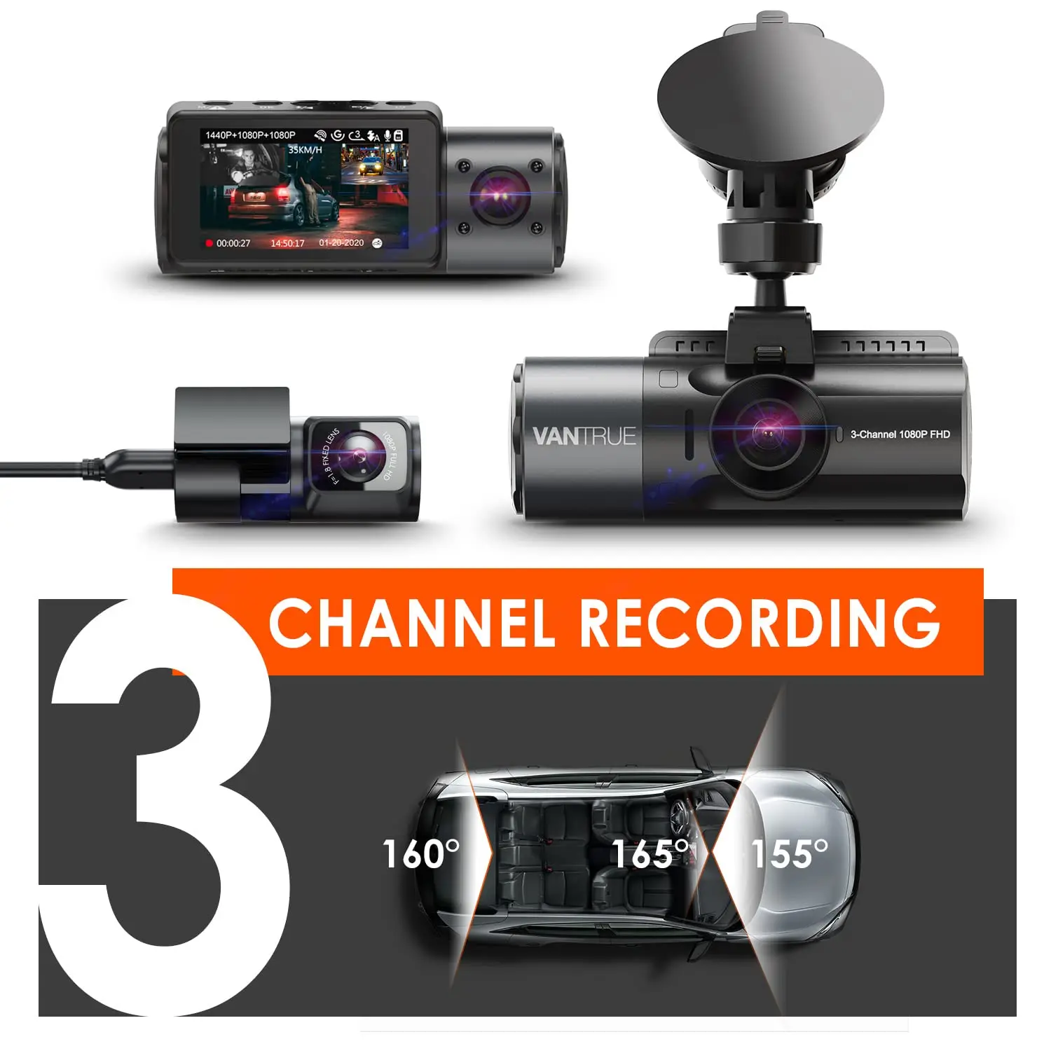 Vantrue N4 kamera na deskę rozdzielczą 4K samochodowy rejestrator wideo 3 w 1 wideorejestrator samochodowy Dashcam kamera tylna z GPS widzenie nocne