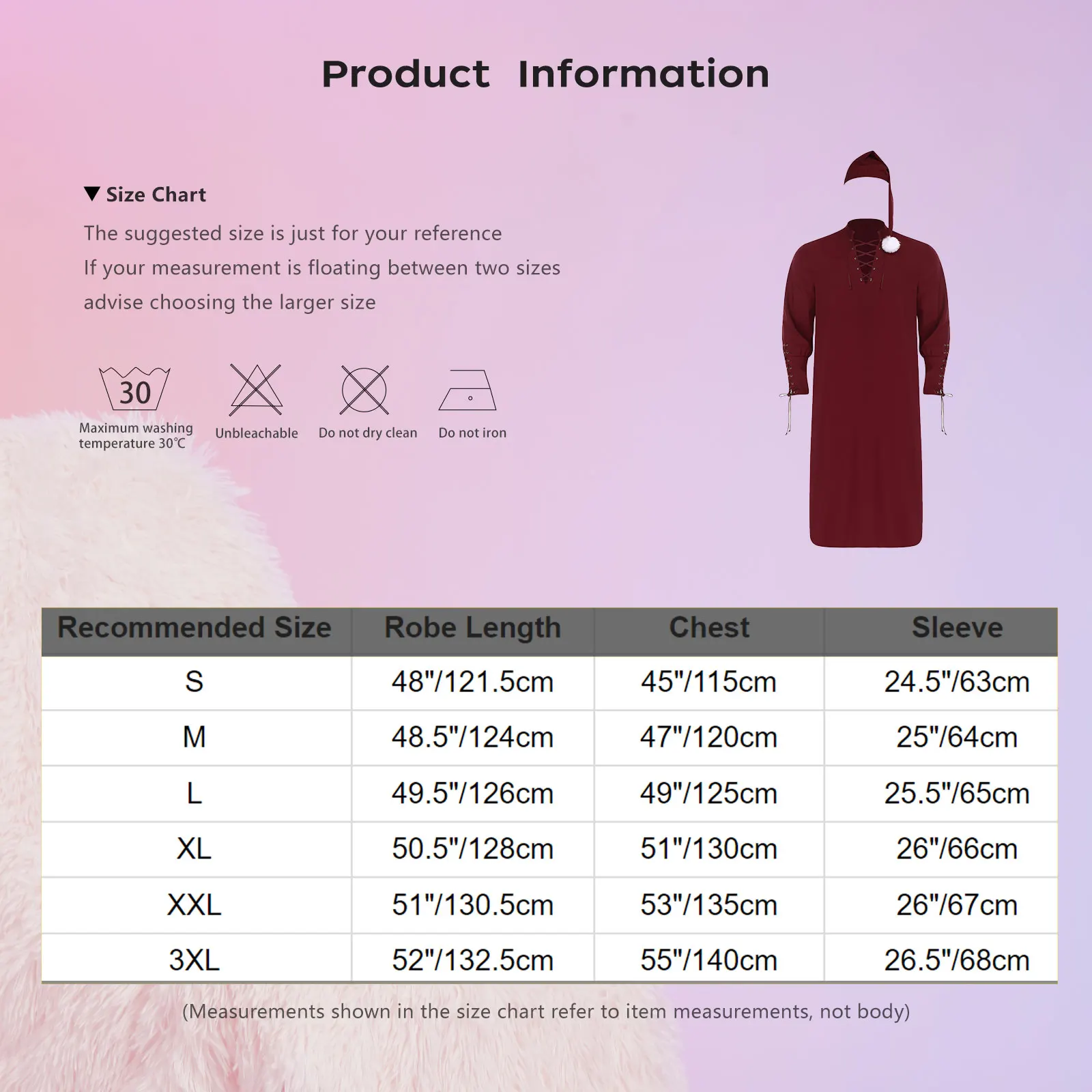 Men Long Sleeve Vintage Renaissance Sleep Robe Loose Nightgown with Hat Pajamas Set Christmas Carnival Sleepwear Party Costume view 6
