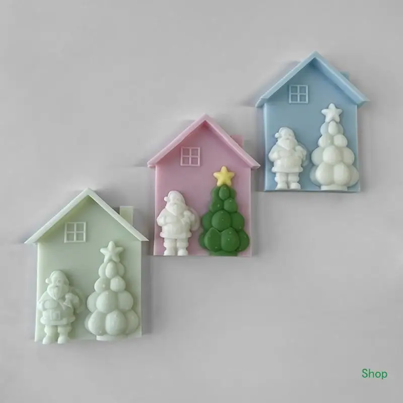 Dropship 3D Silicone Soap Molds Silicone Mold Christmas House Shaped Resin Moulds