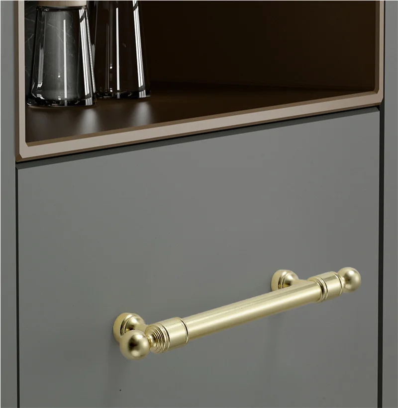 French Ball End Cabinet Pulls Solid Aluminum Alloy Round Drawer Knobs Long Pull Handles For Wardrobe Cupboard Furniture Hardware