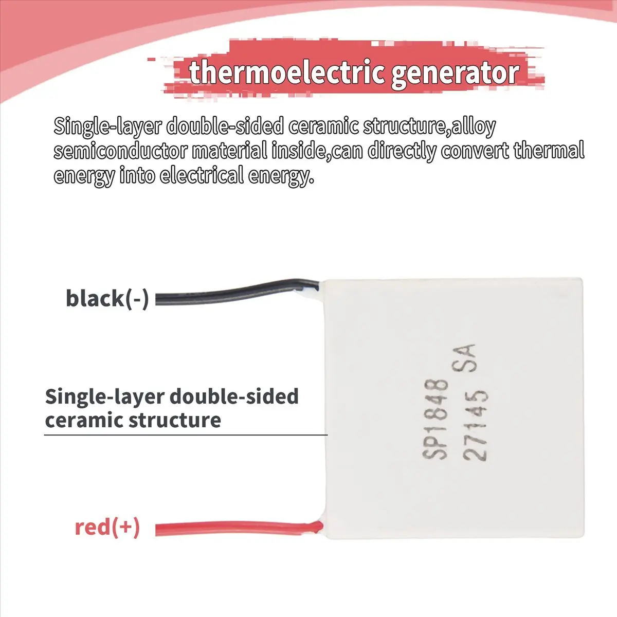 【STABLE QUALITY】Thermoelectric Peltier Module, High Temperature Thermoelectric Power Generator Peltier TEG 150Celsius,White 40X4