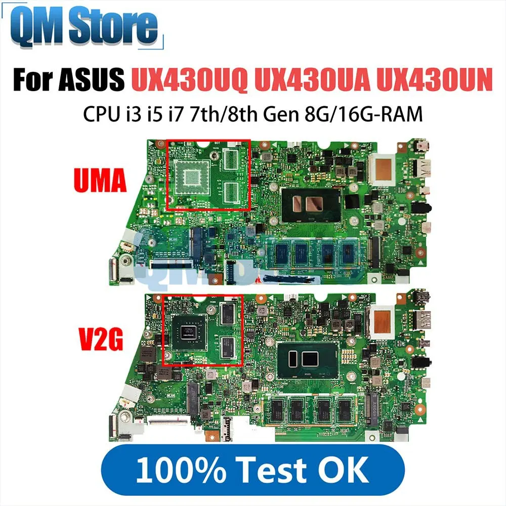 UX430UQ Motherboard For ASUS ZENBOOK 14 UX430UA UX430UN UX430UNR UX430UQK Laotop Mainboard i3 i5 i7 7th 8th Gen GT940MX UMA