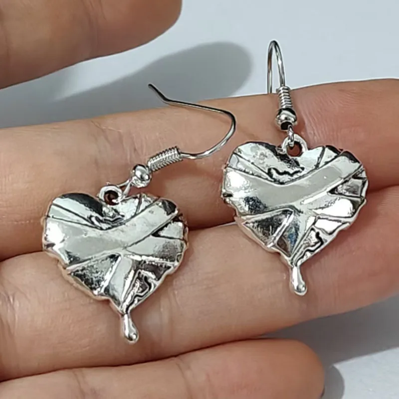 1pair Antique Silver Color Simple Broken Heart Earring for Women