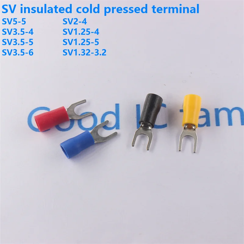 

20PCS SV1.25 sv2.0 sv3.5 sv5.5 sv3.2-3.2/4/5/6 Fork shaped U-shaped pre insulated cold pressed connection terminal copper ear