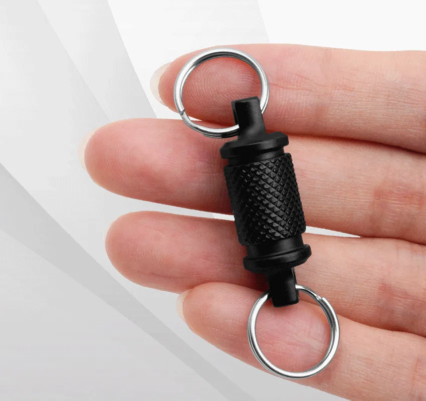 

Titanium Alloy Insert Buckle Gimbal Ring Portable Double Keychain with Key Rings