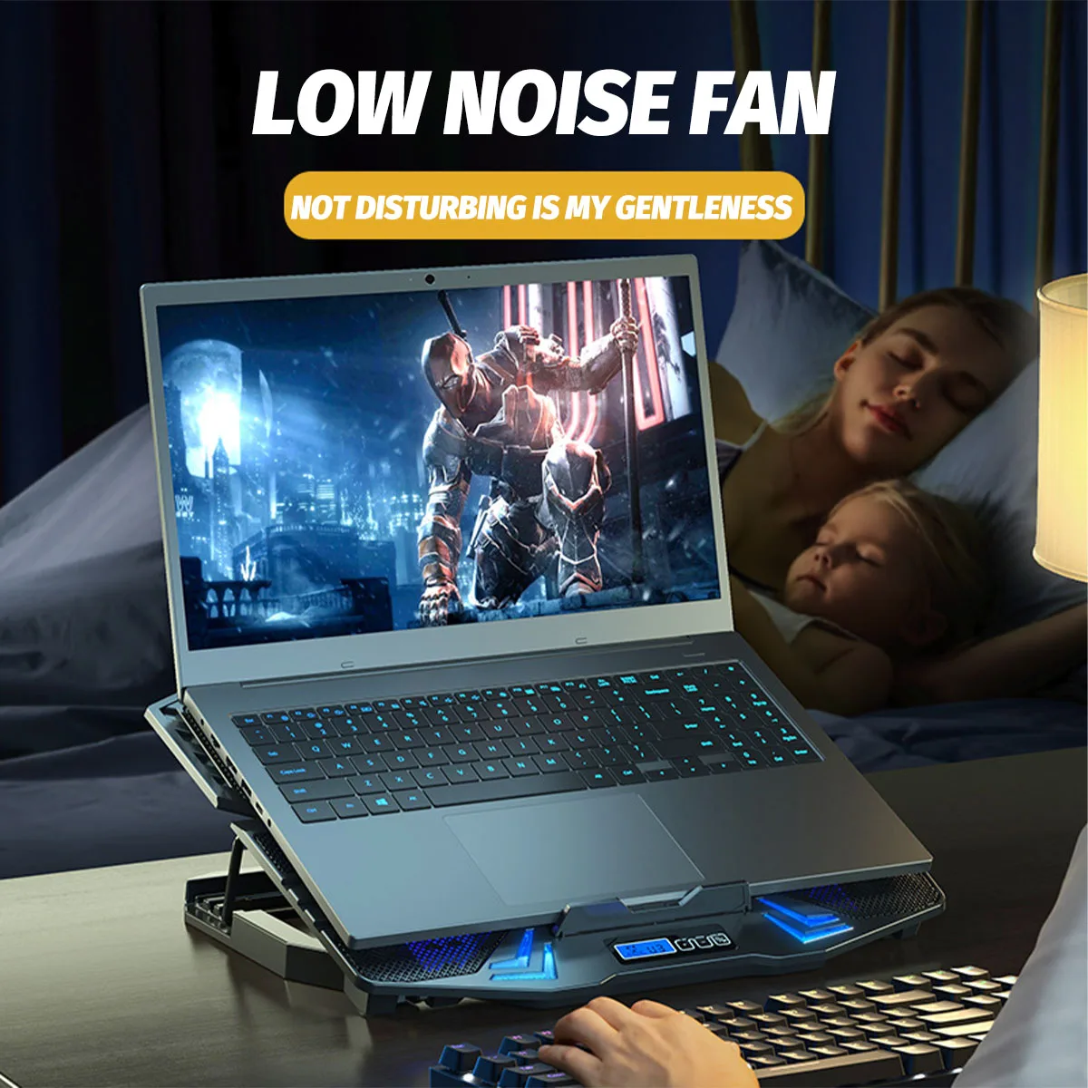 Supporto per notebook con sistema di raffreddamento Base di raffreddamento per computer regolabile Comodo radiatore con ventola di riduzione del rumore ad alta potenza EW1259