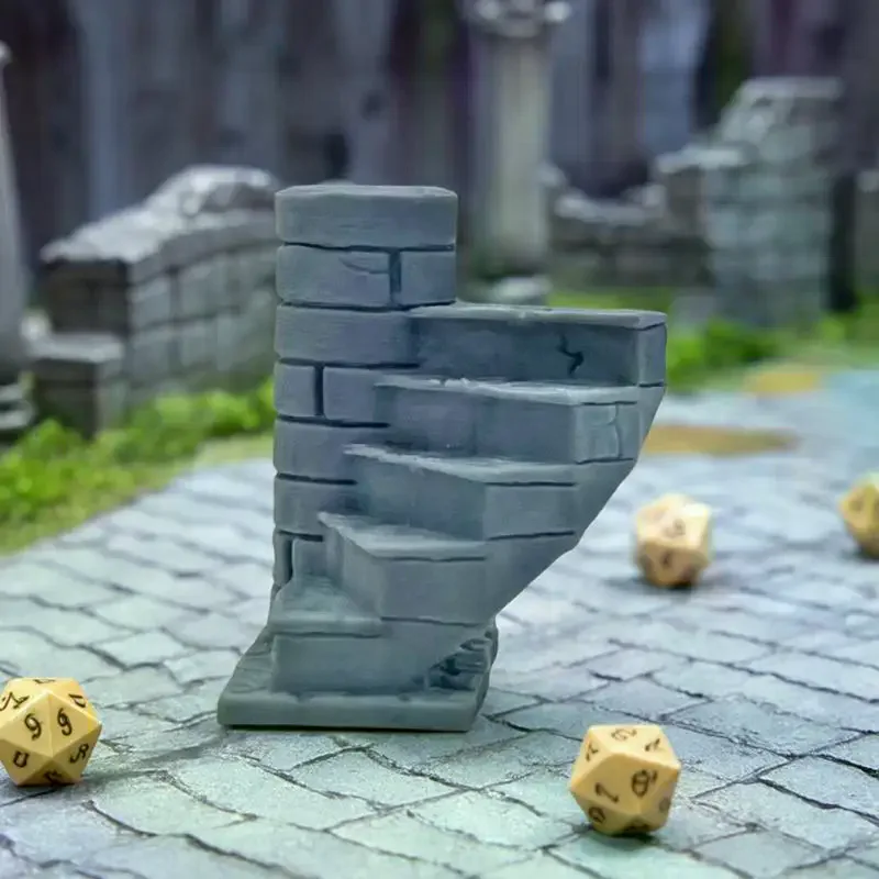 3D Printed Tomb Staircase Ornament Miniature Ruined Landscape Desktop Decoration Tomb Terrain Staircase Model