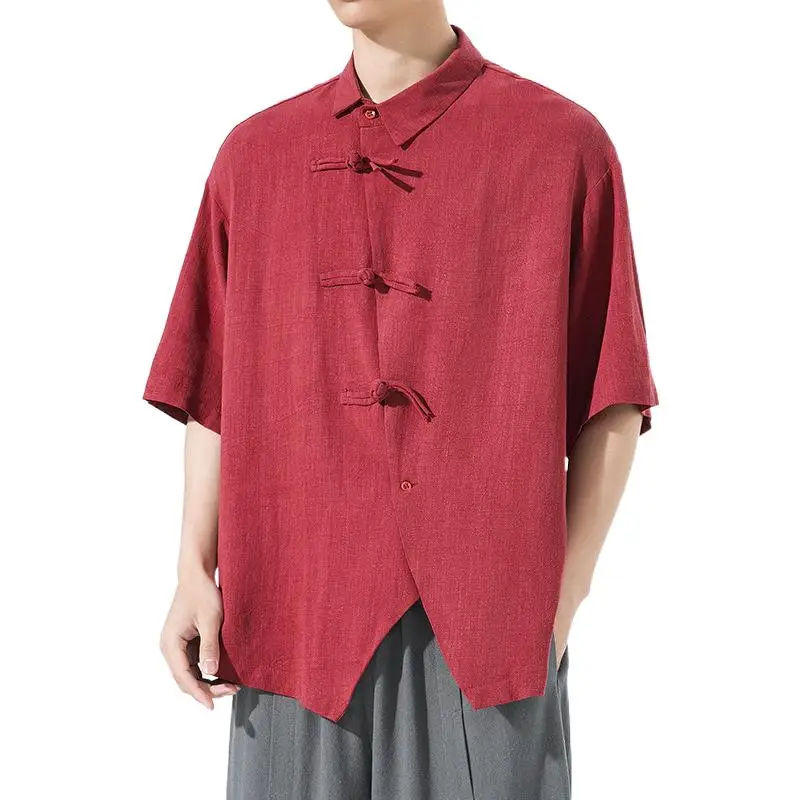 

Summer New Men's Plus Size Loose Vintage Button-Up Short Sleeve Shirt