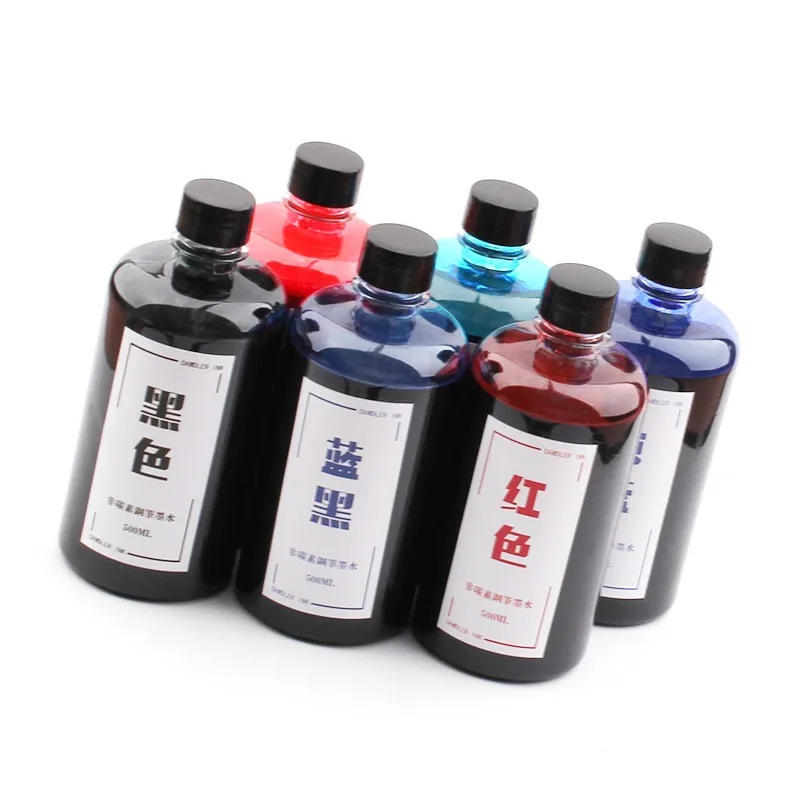 500ML Waterproof Large Capacity Fountain Pen Ink for JINHAO Non-Carbon Blue Black Pigment Ink Durable Smooth Writing Stationer