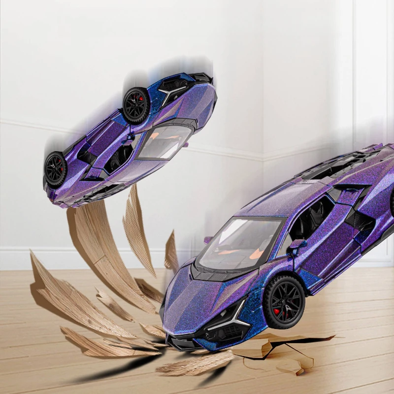 1:32 Revuelto Supercar coche en miniatura de aleación sonido y luz tirar hacia atrás juguete para niños coleccionables regalo de cumpleaños