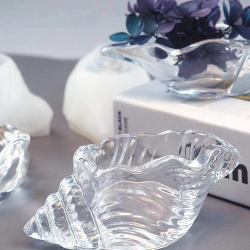 Resin DIY Epoxy Mirror Three-Dimensional Conch Shell Tray Storage Box Mold Silicone Mold image 3