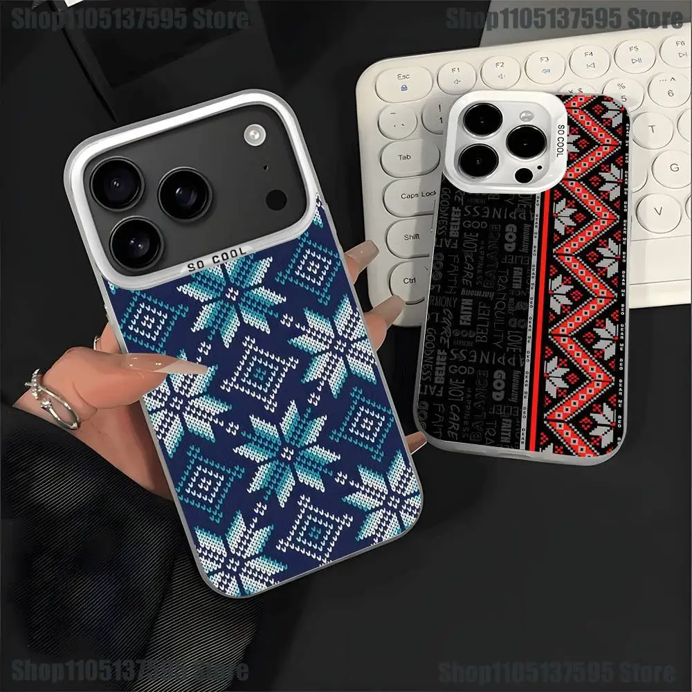 U-Ukraine الحلي P-Pattern جراب هاتف آيفون 17,16,15,14,13,12,11,Pro,XS,Max,Plus,Mini,SE4,E غطاء أبيض غير لامع مقاوم للصدمات