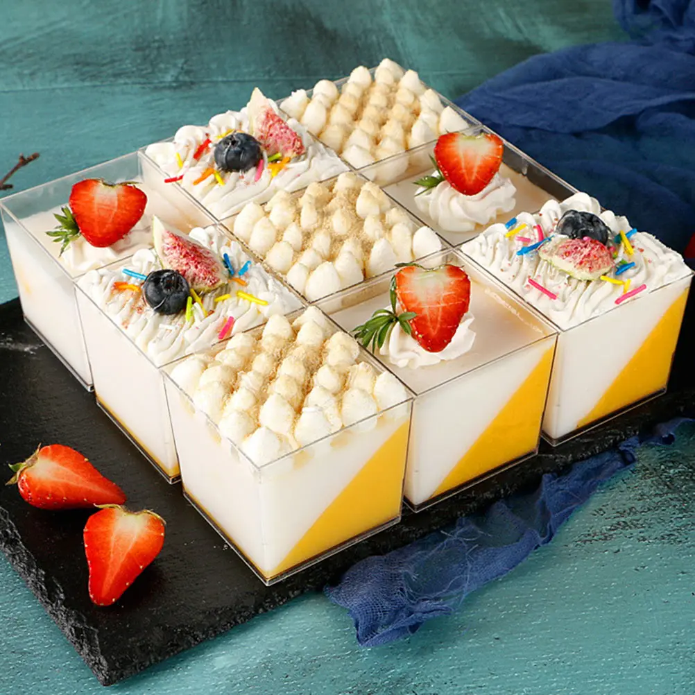 

50Pcs Disposable Pudding Cups Clear Plastic Dessert Cups for Yogurt Ice Cream Fruit Serving Party Supplies Plastic Pudding Cup