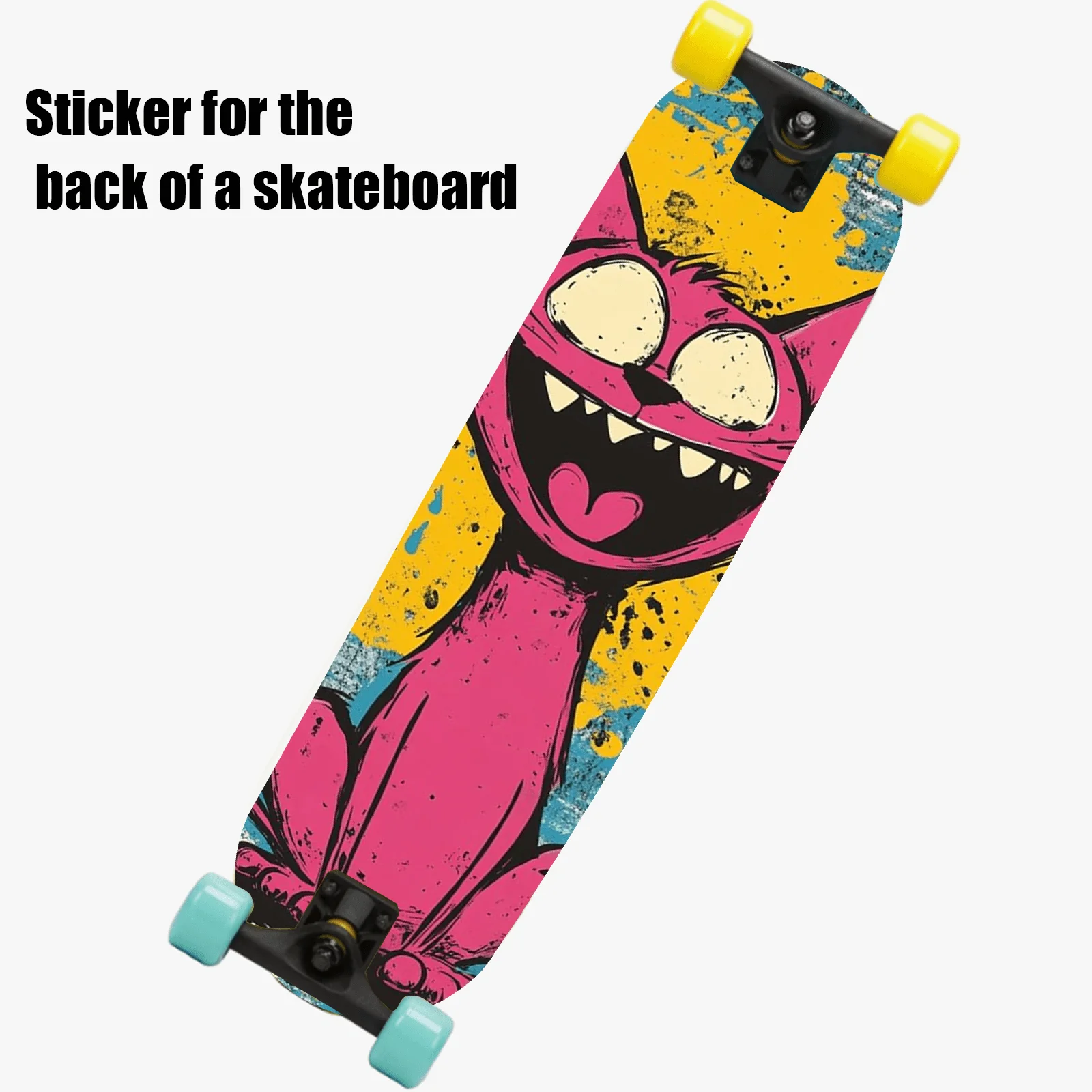 

1 штука печатной продукции с изображением мультяшного кота в стиле уличного граффити, размером 9×33 дюйма, с тематическим принтом «Он выбирает необычный и бунтарский путь».