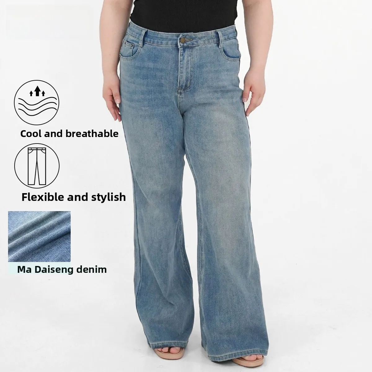 

Slimming High Waist Bell Bottom Denim Jeans plus Size Women's Fashionable Model Inspired Jeans Ladies' Summer Collection