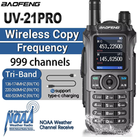 Baofeng UV-21 PRO Walkie Talkie Long Range Wireless Copy Frequency Type-C Charger Tri band Powerful Waterproof V2 Two Way Radio