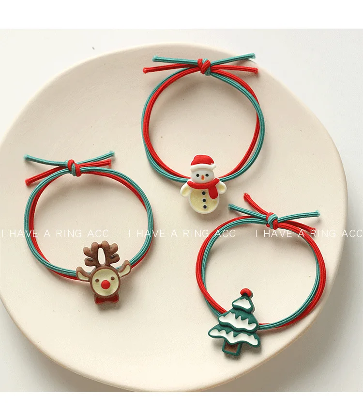 العلاقات الشعر عيد الميلاد 1 قطعة الرنة سانتا تصميم أنيقة احتفالية العصابات الشعر لطيف مطاطا ذيل حصان حامل هدية لها