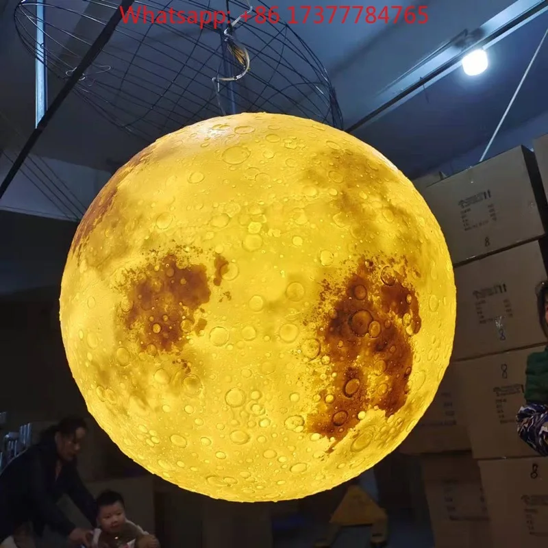 Moon Shape Charging LED Floor Lamps, Waterproof Resin Rotomolding Lighting for Outdoor Patio Architectural Decoration