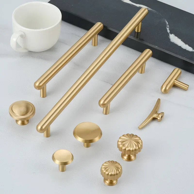 Light Luxury French Simple Cabinet Handle American Drawer Handle Home Decoration Personalized Creative Brass Shoe Cabinet Handle