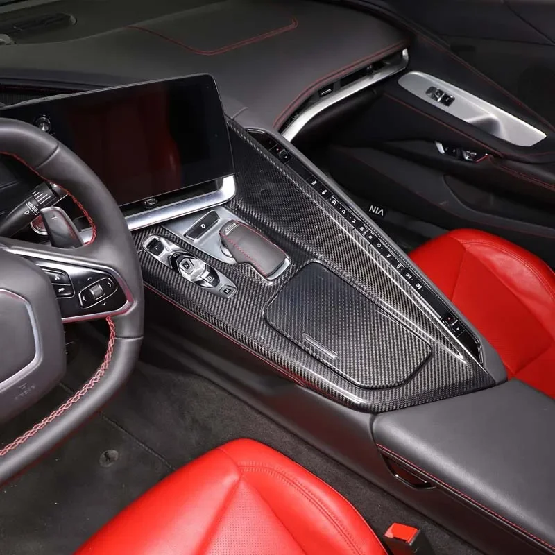 For Chevrolet Corvette C8 2020-2024 Real Carbon Fiber Interior Kit Dashboard Console Gear Shift Panel Cover Trim Stickers
