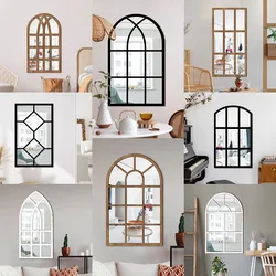 Imitation Window Arch Design Acrylic Mirror Wall Sticker Self-adhesive Decals Home Living Room Background Art Wall Decor Mirror