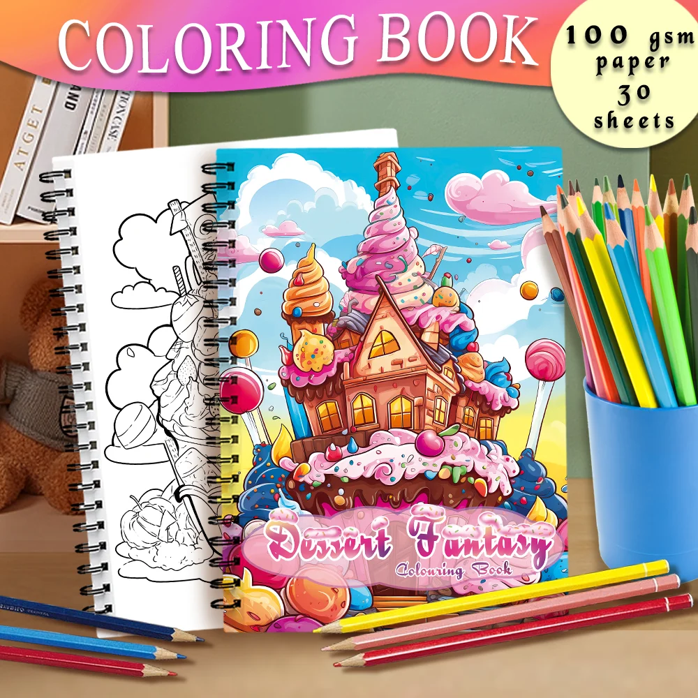 Spiral Coloring book -30 Sheets adult coloring book, 11.2 x 8.3 inches, 100g thick paper, drawing book, homecoming holiday gift