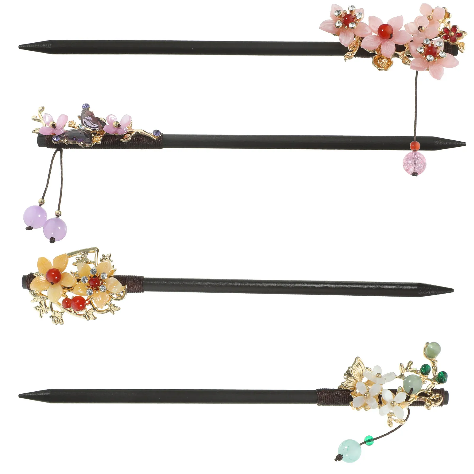 

4 Pcs China Flower Vintage Style Woman Chinese Hair Sticks Chinese-style Fork Traditional Hairpin Ancient