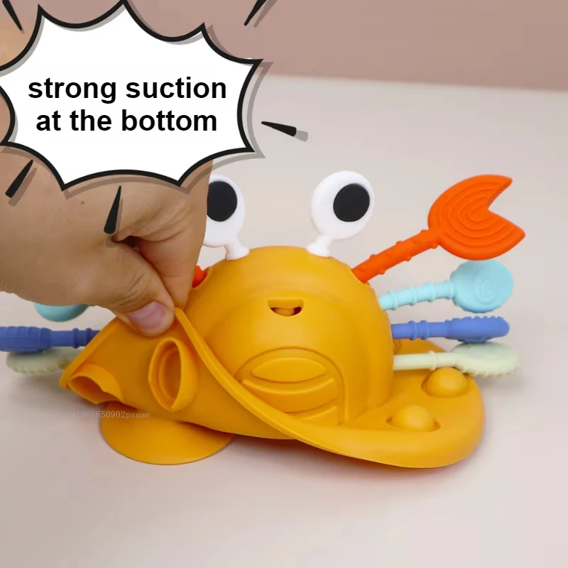 Bebê caranguejo brinquedos sensorial corda mordedor silicone educação precoce brinquedos de treinamento silicone puxar corda atividade brinquedo animais 1 pçs