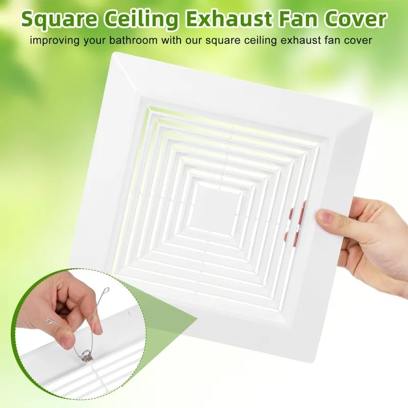 M11K-Bathroom Exhaust Fan Cover With Spring 28X28cm, Ceiling/Wall Mounted Grille,Fan Covers, Air Diffuser Ventilation Hood
