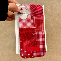 Cherry Red Leopard Print Stitching Clear Phone Case For iPhone 11 12 13 14 15 16 Pro Max XS XR X 7 8 Plus Silicone Soft Cover