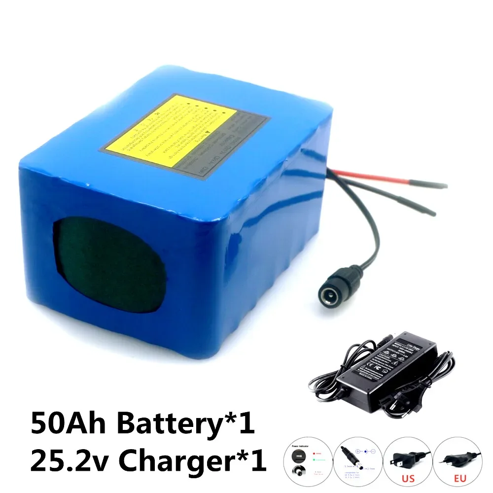 

Large Capacity Battery Pack 6S6P 24V 50AH 25.2V E-Bike Scooter Wheelchair Four-wheeler 18650 Lithium Battery BMS + Charger