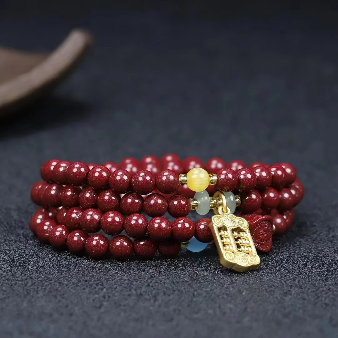 

Natural cinnabar Abacus-Beads Boutique A Goods Jade Bracelet Necklace Multi-purpose Chain Bangles blessing Fine Jewelry