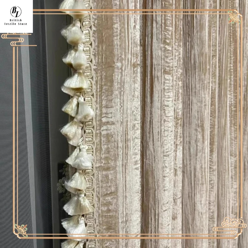 

European Curtain Light Luxury High-end Velvet Curtains for Living Room and Bedroom Villa Blackout Customization Window Screen