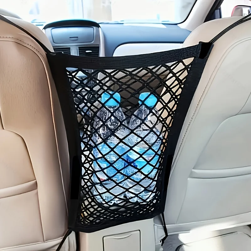 Double-Layer Mesh Storage Bags Between the Car Seats, Elastic Seat Back Net Organizing Bag, Rear Seat Dog Isolation Protection