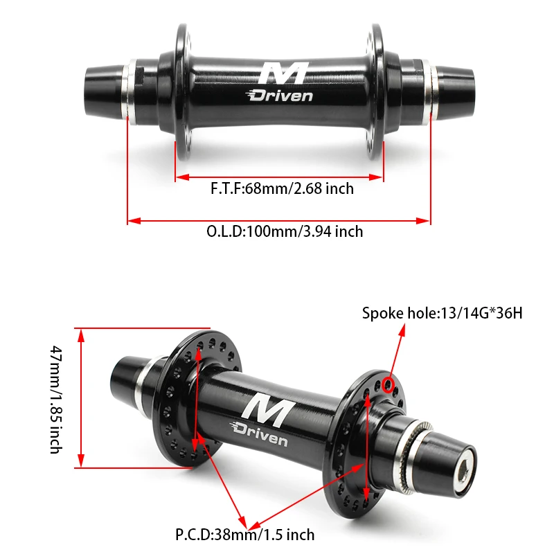M Driven BMX Racing Nabe 100x3/8 110x3/8 36H BMX Naben Aluminiumlegierung Fahrradteile – Detail 6