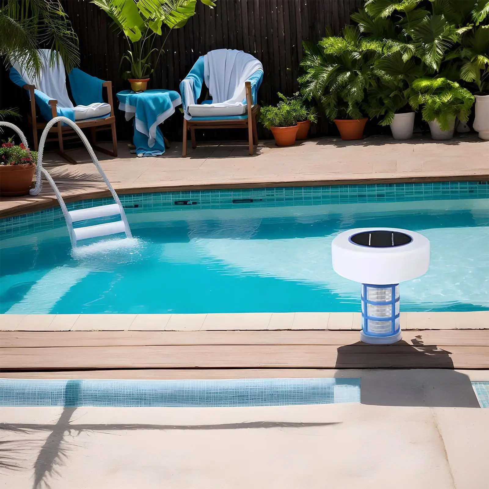 

Ionizer for Pool Solar Powered Floating Ionizer Water Cleaner Water Purifier with Copper Ionization Multi-Color LED Lights