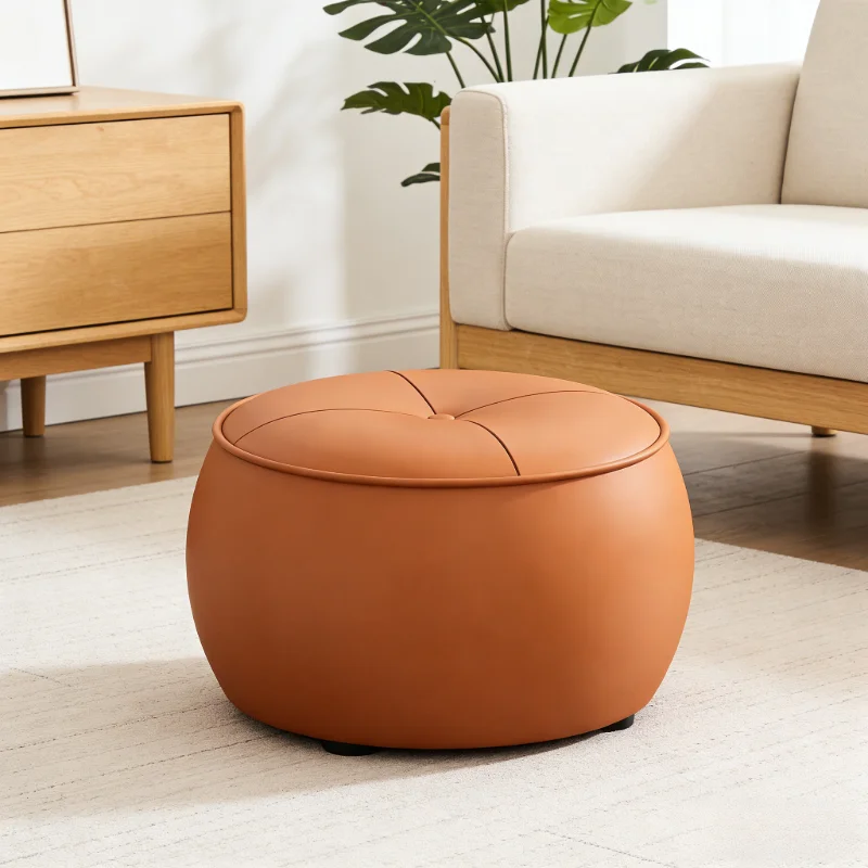 Modern simple round shoe stool multifunctional solid wood stool suitable for living room family use