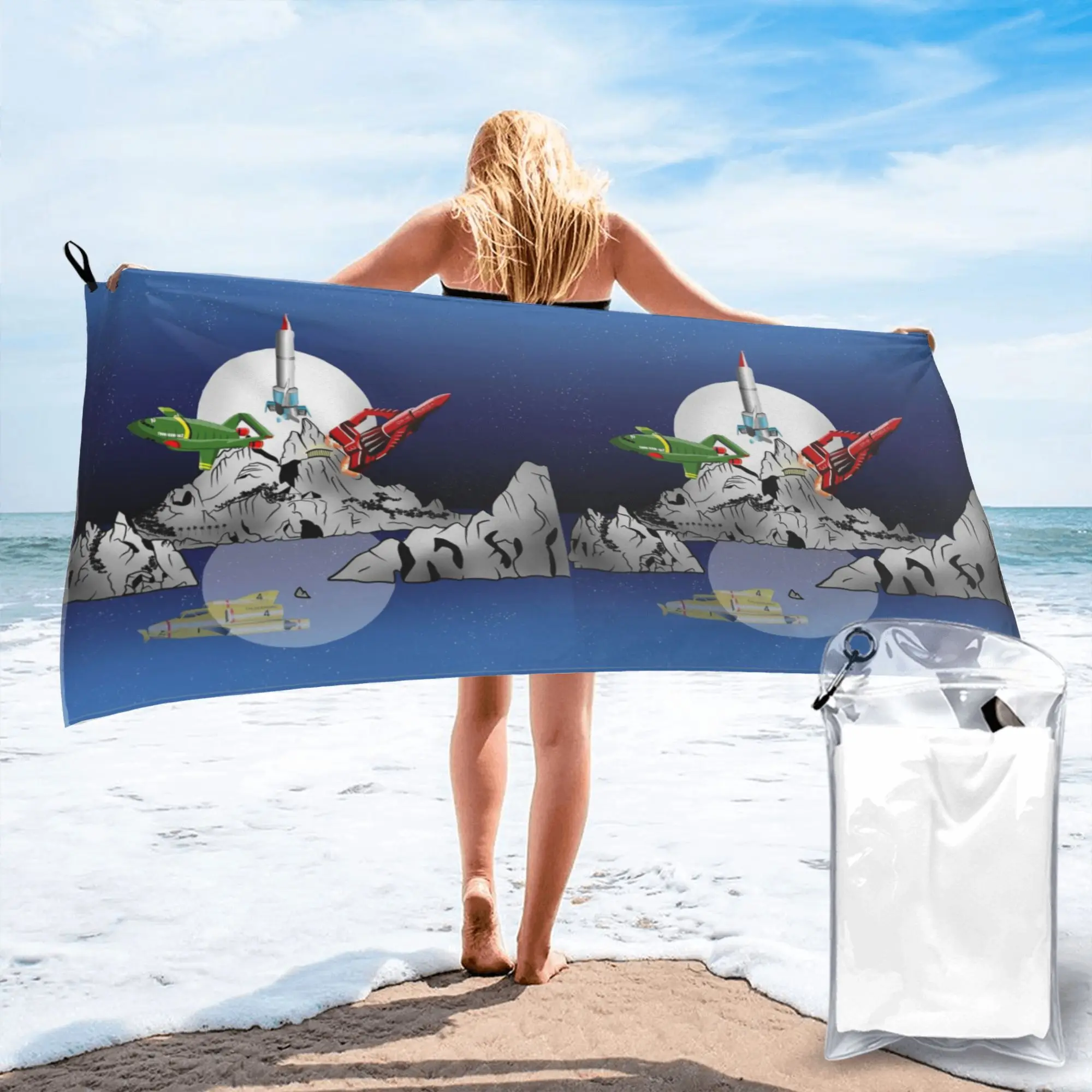 Thunderbirds Tracy Island Beach Towel Soft Microfiber Quick Dry Absorbent Quick Towels For Swimming