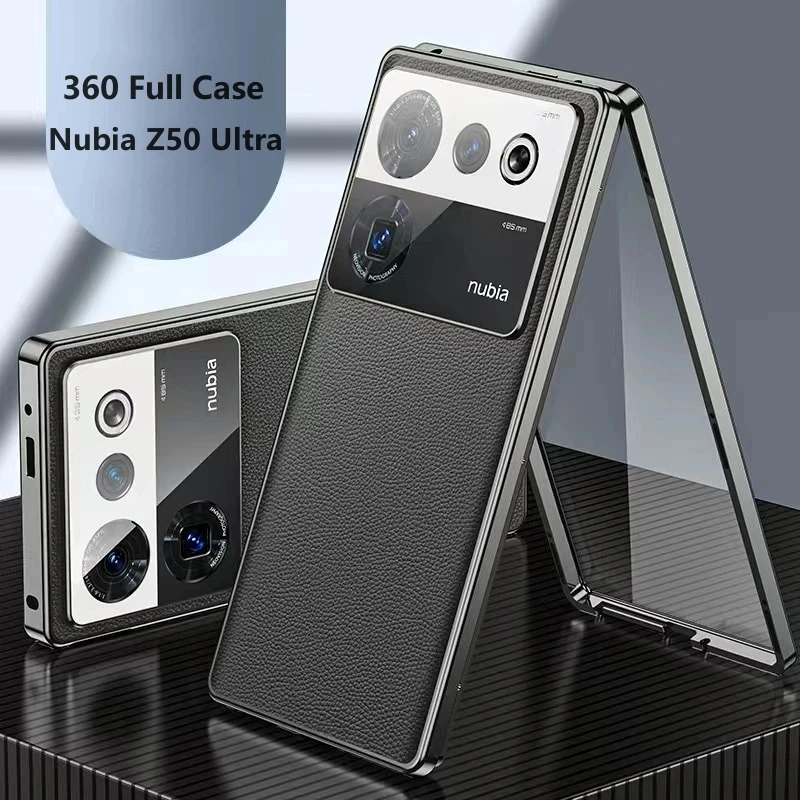 Case For Nubia Z50 Ultra 360 Full Tempered Glass Leather Cover For Nubia Z50Ultra Shell Double Sided Protection Bumper Funda