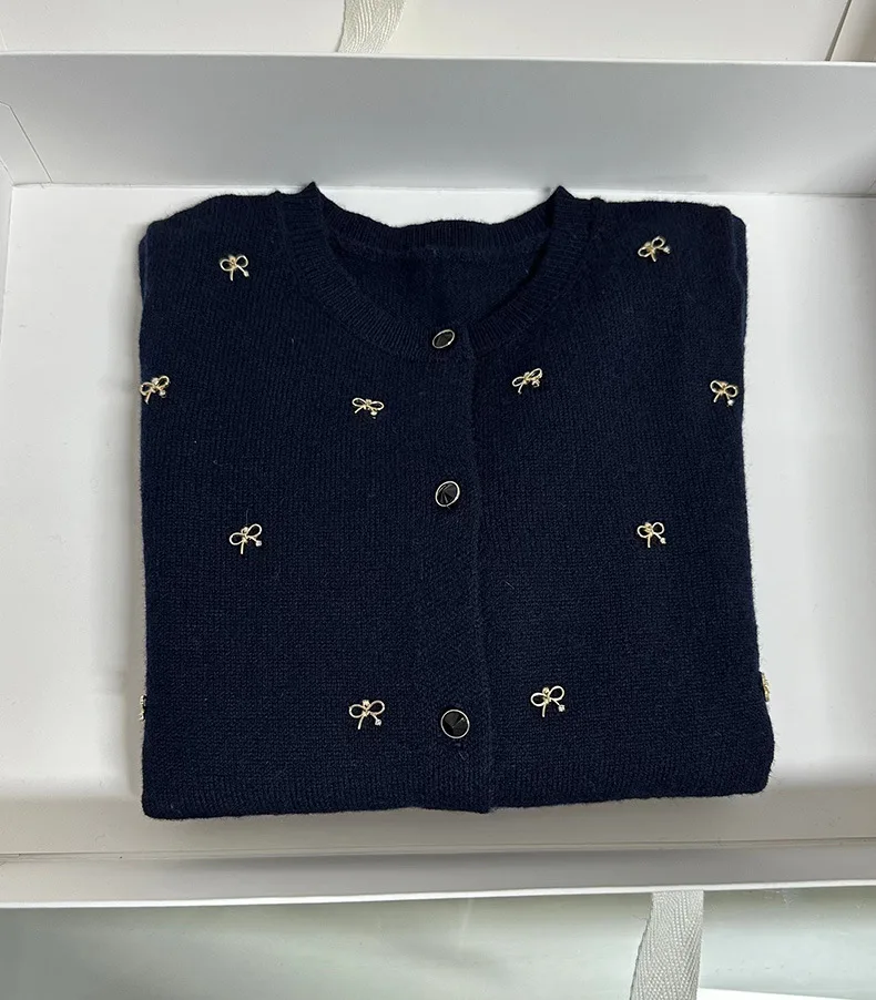 Autumn Winter girls' wool knitted cardigan with bow button-up open-front sweater children with long sleeves Coat new model