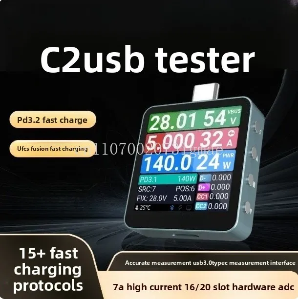 USB Tester C2 Charging Power Meter Current Voltmeter Detector Fast Charging Protocol