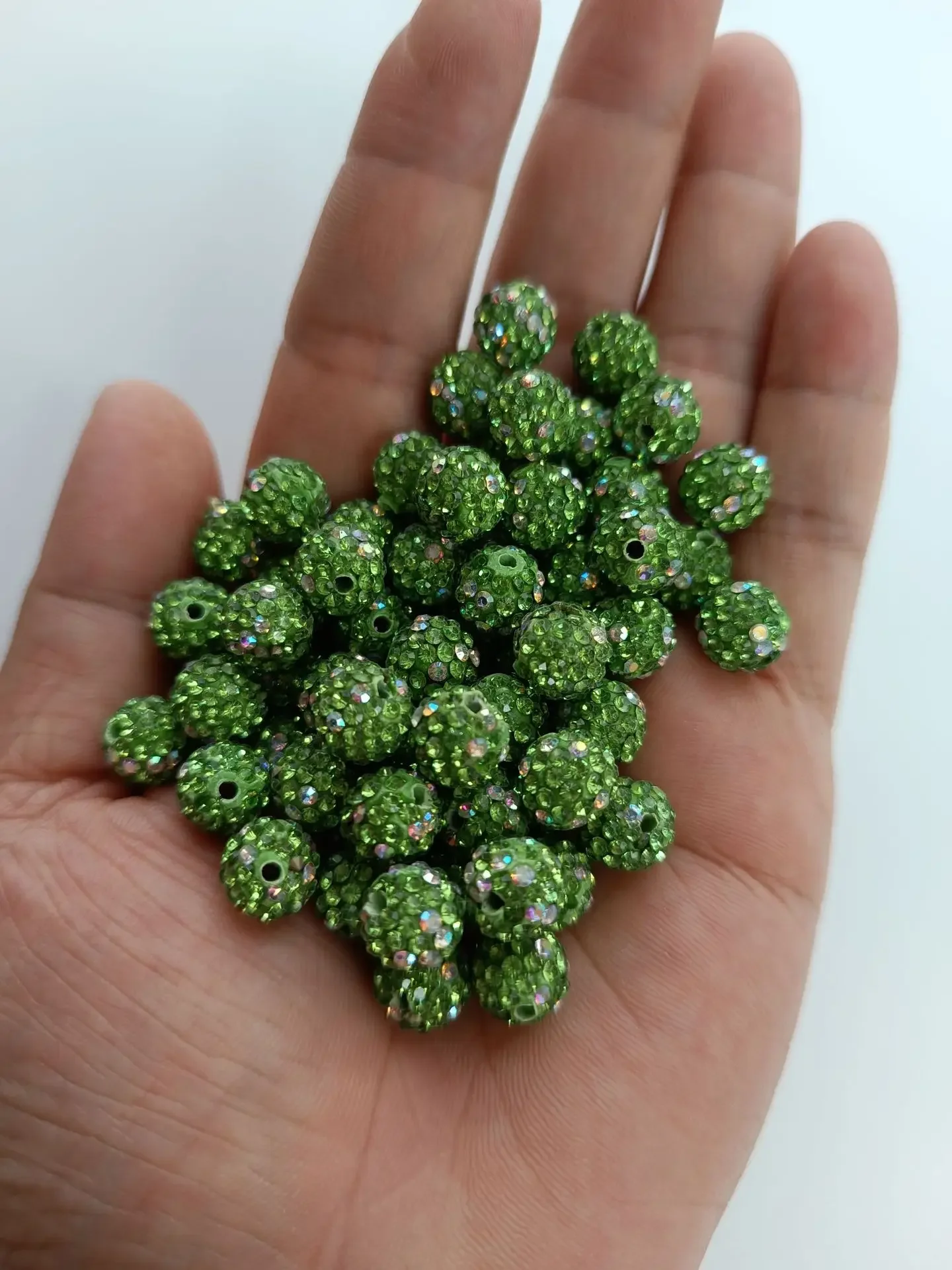 50pcs/lot  6 Rows Quality 10mm 30 Colors 2 Holes Polymer Clay Glitter Rhinestone Crystal Ball crystal Beads DIY Loose Beads n3