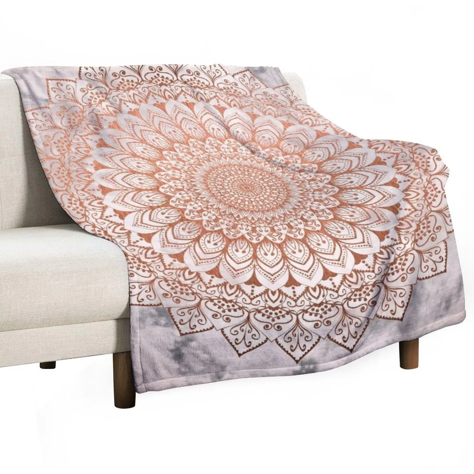 

ROSE NIGHT MANDALA Throw Blanket Large Flannels Picnic blankets and throws Blankets