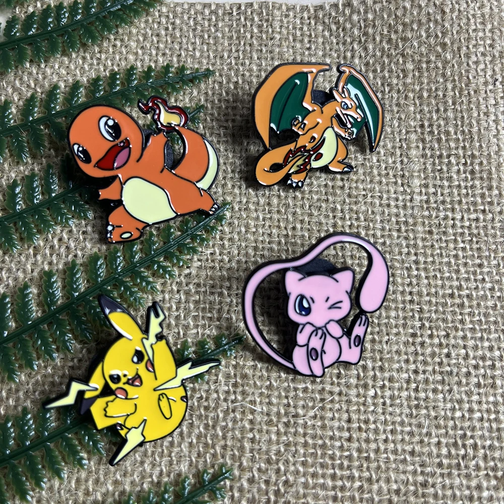 8pcs Anime Emaille Pins Set Leuke Pikachu Charmander Squirtle Gengar Mewtwo Bulbasaur Broches voor Rugzak Kids Gift Accessoires