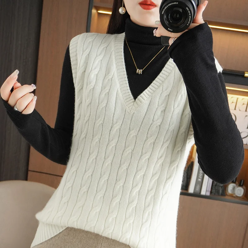 

100% Goat Cashmere Sleeveless Women Sweaters HOT SALE Winter Autumn Soft Warm Jumpers Female Pullover WL01