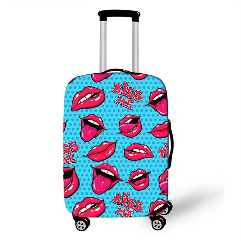 Red Lips Suitcase Protective Cover  Kiss Me PinkTravel Bag Cover Elastic Trolly Luggage Case Cover Dust-proof Travel Accessories