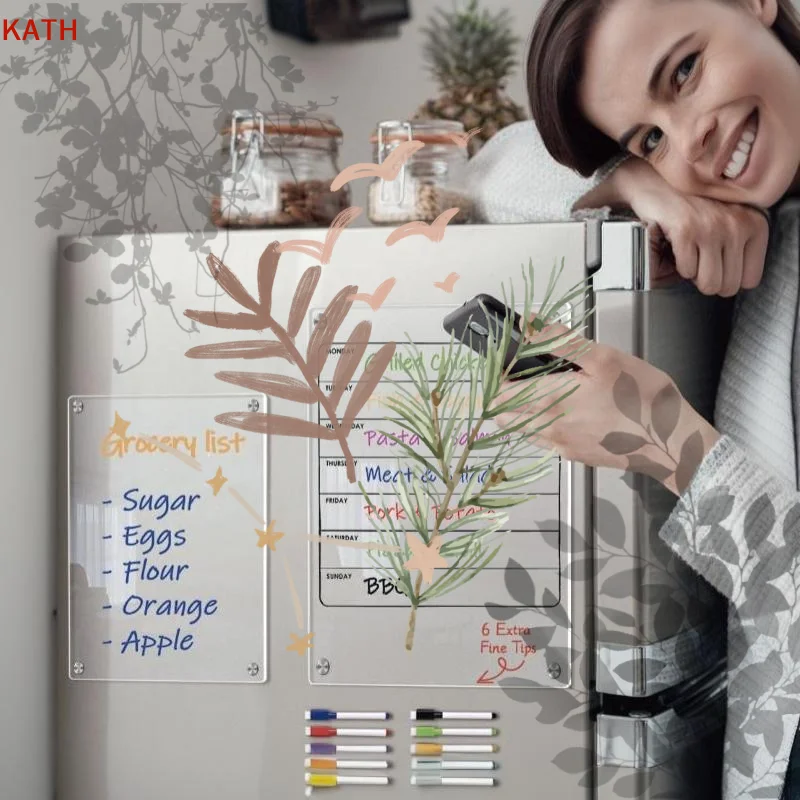 Magnetic Transparent Acrylic Week Plan Message Board Scratchable Magnetic Refrigerator Sticker