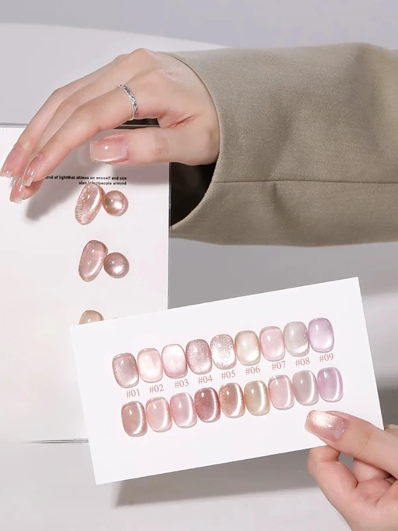 

1-9pcs TC Begonia Glass Bead Cat Eye Gel Nail Polish 2025 New Exquisite Water Light Transparent Pink Glass Bead Nail Art