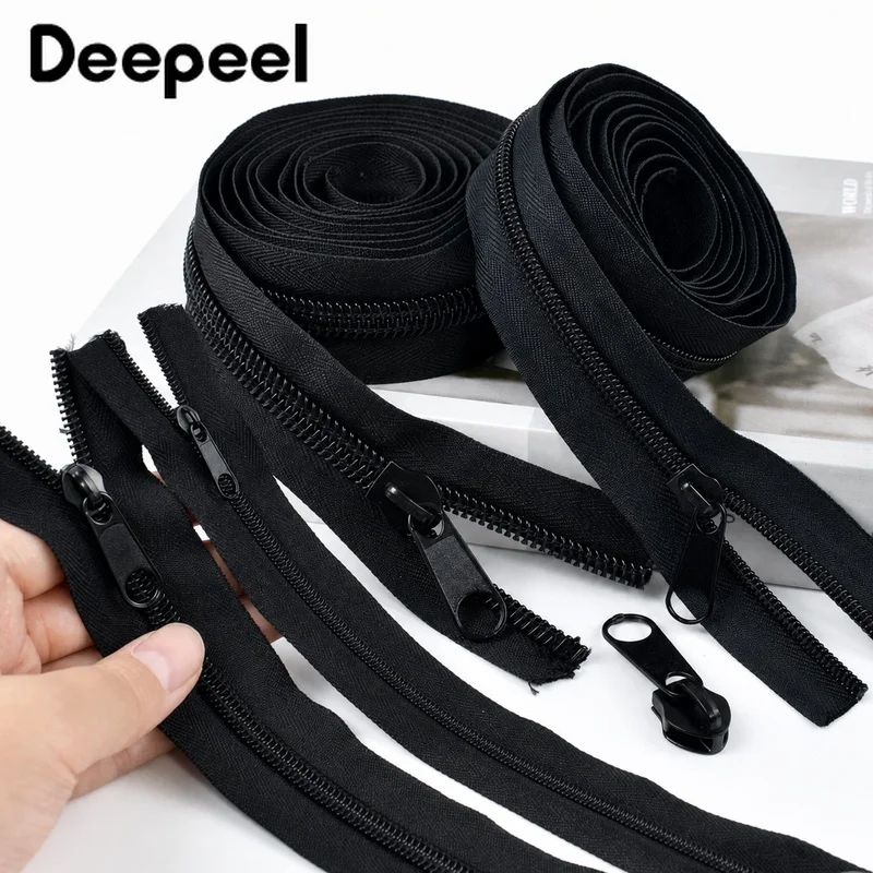 

10M 3# 5# 8# 10# Black Nylon Zippers With Slider Pulls Long Coil Zip Tape Clothes Handbag Purse Coat Tent DIY Sewing Accessories